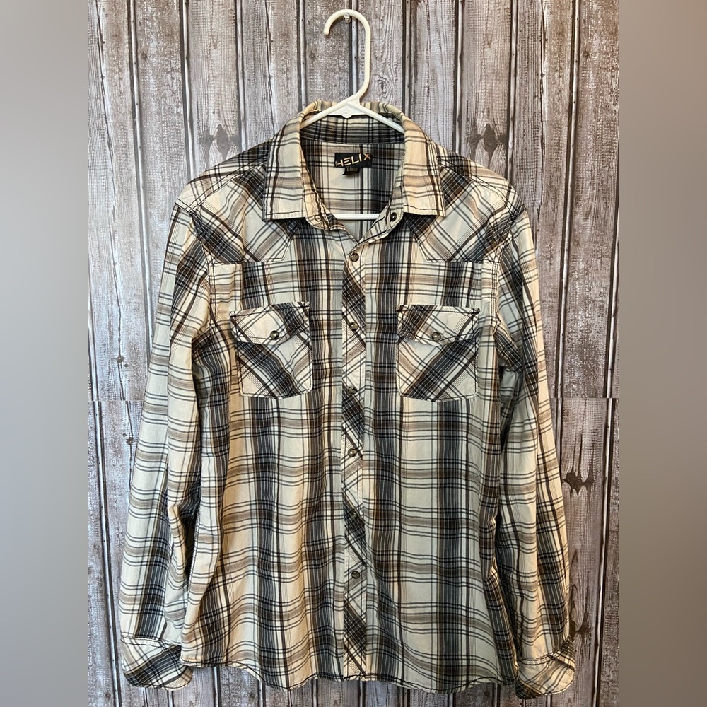 Helix Mens long sleeve dress shirt Large